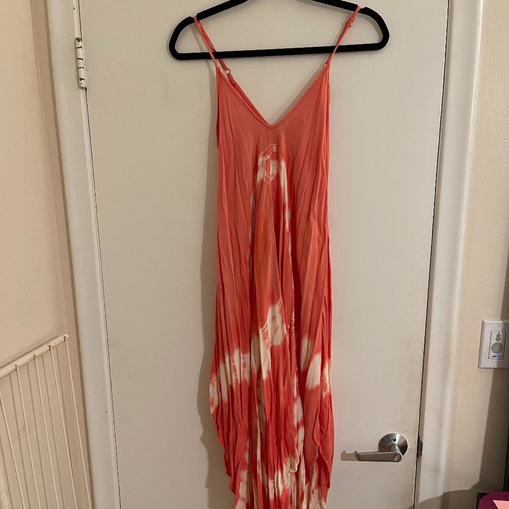 Boho Me Pink Tie Dye Bandanna Hem Sleeveless Caftan Maxi Dress Size XS